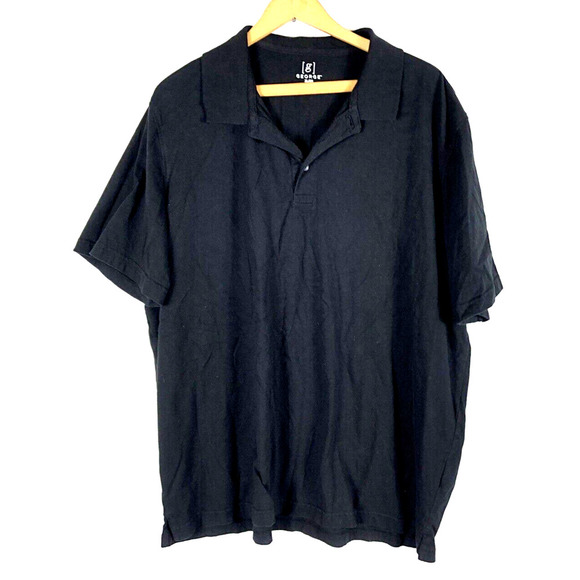 George Other - George Polo Shirt XL Mens Black Solid 100% Cotton Knit Short Sleeve
